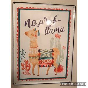No prob Llama Tin Metal Wall Decor Sign Boho